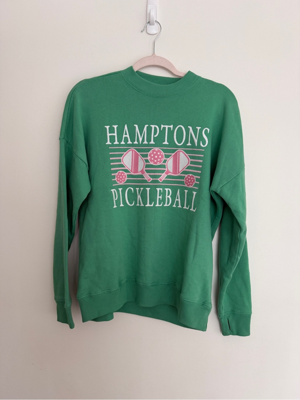 abercrombie kids Green "Hamptons Pickleball" Sweatshirt w/ Pink Graphic sz 15/16